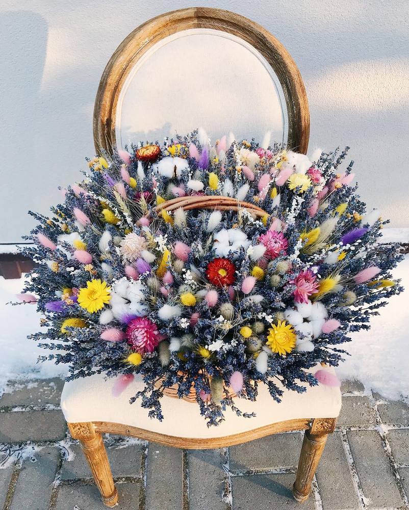 Яркая большая композиция из сухих цветов купить за 23 500 ₽ в Москве