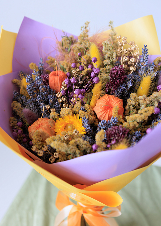 Авторский букет с лавандой и физалисом "Осенний сад"
