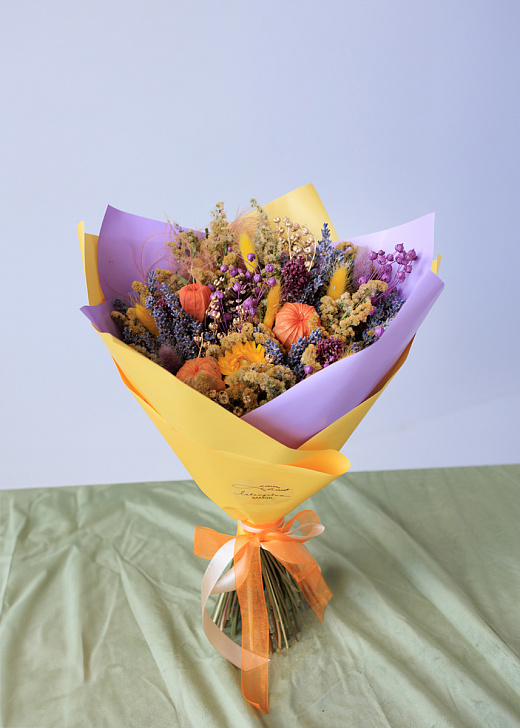 Авторский букет с лавандой и физалисом "Осенний сад"