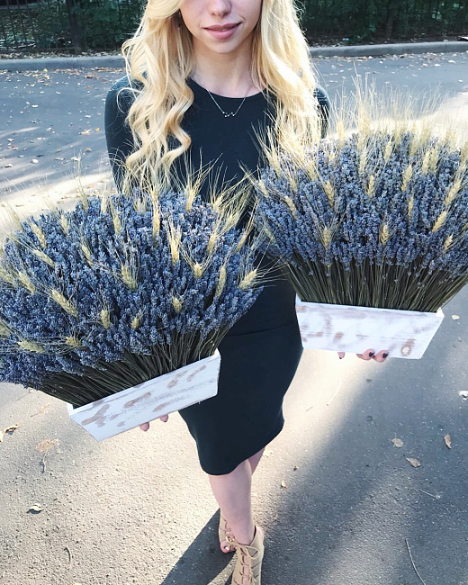 Лавандовая композиция с колосками