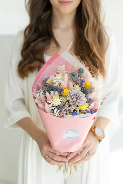 Букет с сухоцветами «Фиолетовая Маниока»