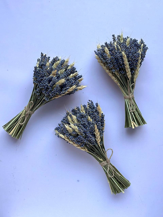 Малый подарочный букет из лаванды и пшеницы для набора